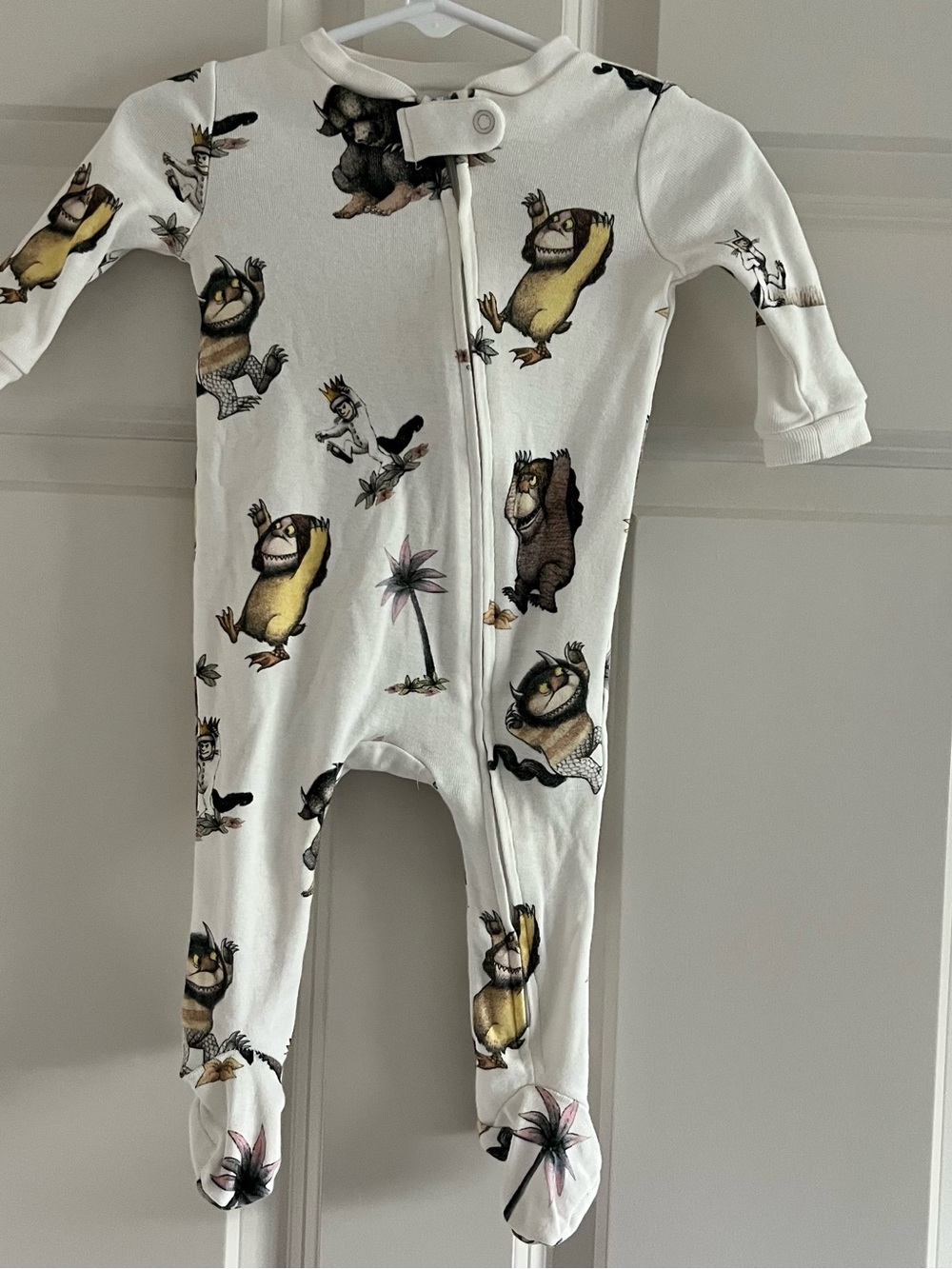 Pottery Barn Kids White One-Piece Footed Pajamas with Gruffalo Print